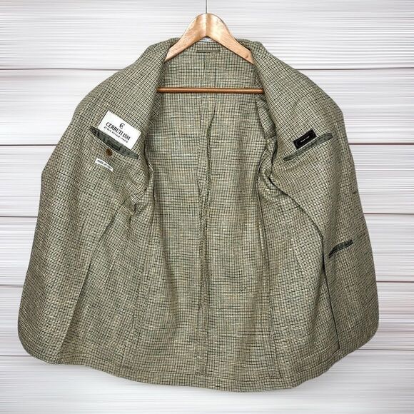 CERRUTI 1881 Vintage Silk Lightweight Blazer Taupe Single Breasted Fitted 34L - Picture 9 of 16